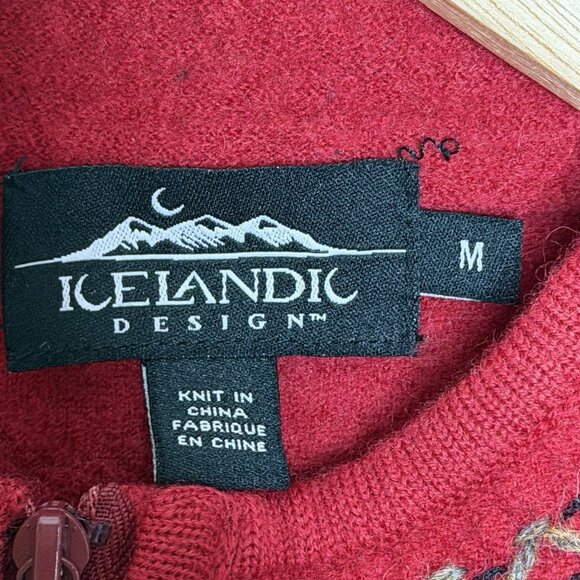 Icelandic Design Boiled Wool Jacket Womens Size M Embroidered Zip Sweater Pocket - Picture 6 of 8